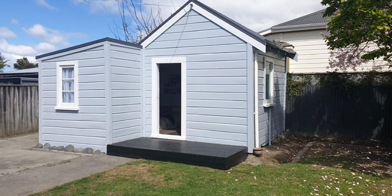 colourcraft grey house renovation shed after
