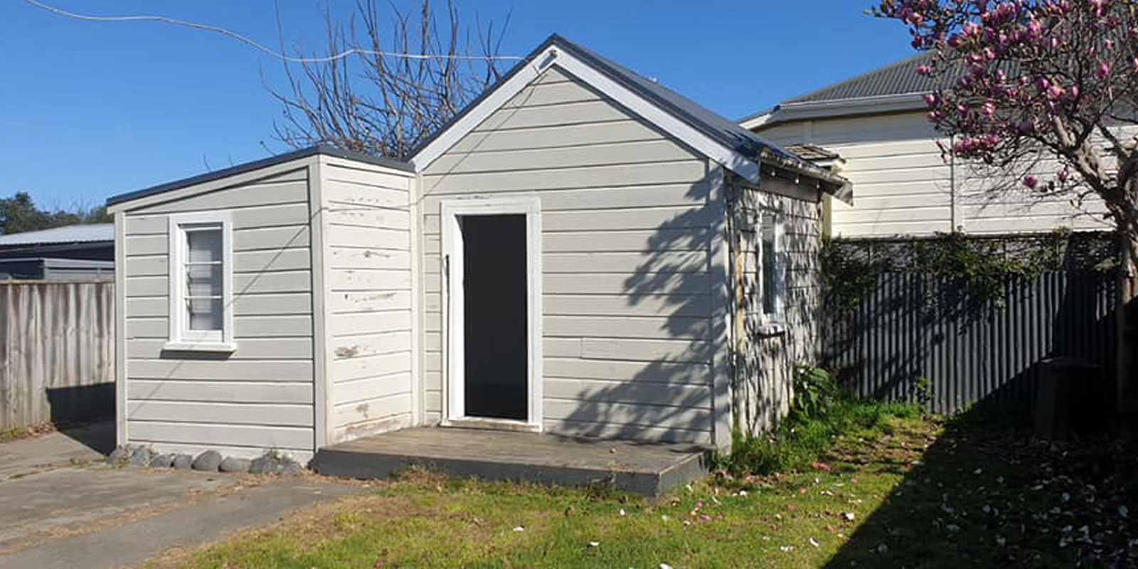 colourcraft grey house renovation shed before